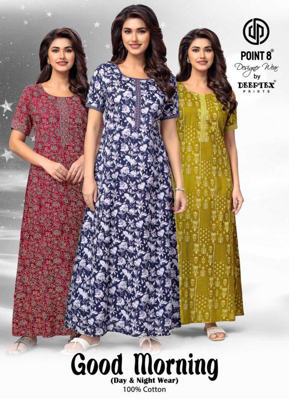 Deeptex Prints Good Morning Series 1001-1015 Cotton Wholesale  Nightwear Gowns in Surat