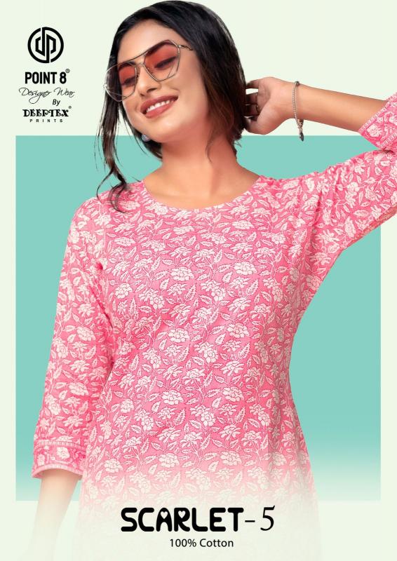 Deeptex Scarlet Vol-5 Series 5001 to 5010 Cotton | Wholesale Cotton Short Tops & Kurtis in Surat