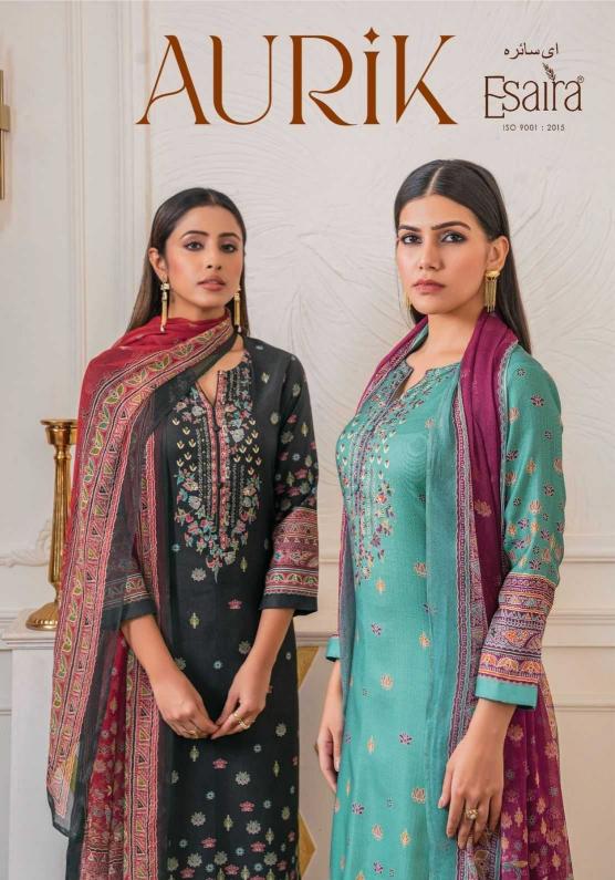 Esaira Aurik Series 1001-1008 Unique Digital Print Pashmina Wholesale Salwar Suits in Surat