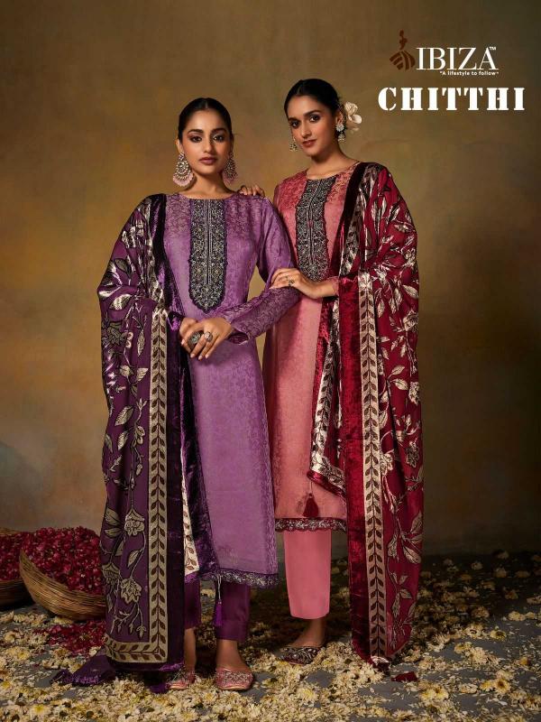 Ibiza Chitthi Series 15724-15727 Fancy Jacquard Silk Wholesale Salwar Kameez in Surat