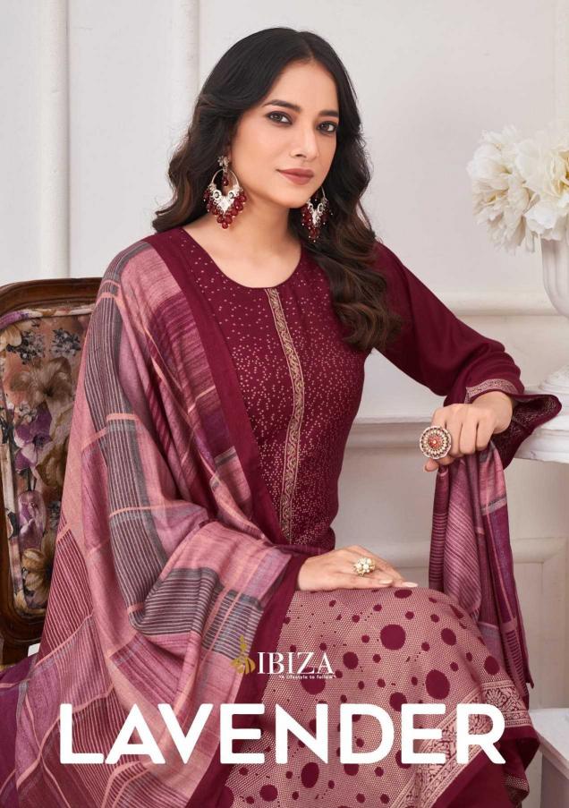 Ibiza Lavender Series 1211-1214 Viscose Pashmina Jacquard Winter Wholesale Salwar Kameez In Surat