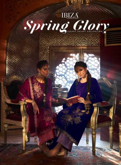 Ibiza Suits Spring Glory Series 15694 to 15699 Corduroy Velvet Winter Special , Wholesale Salwaar Kameez in Surat