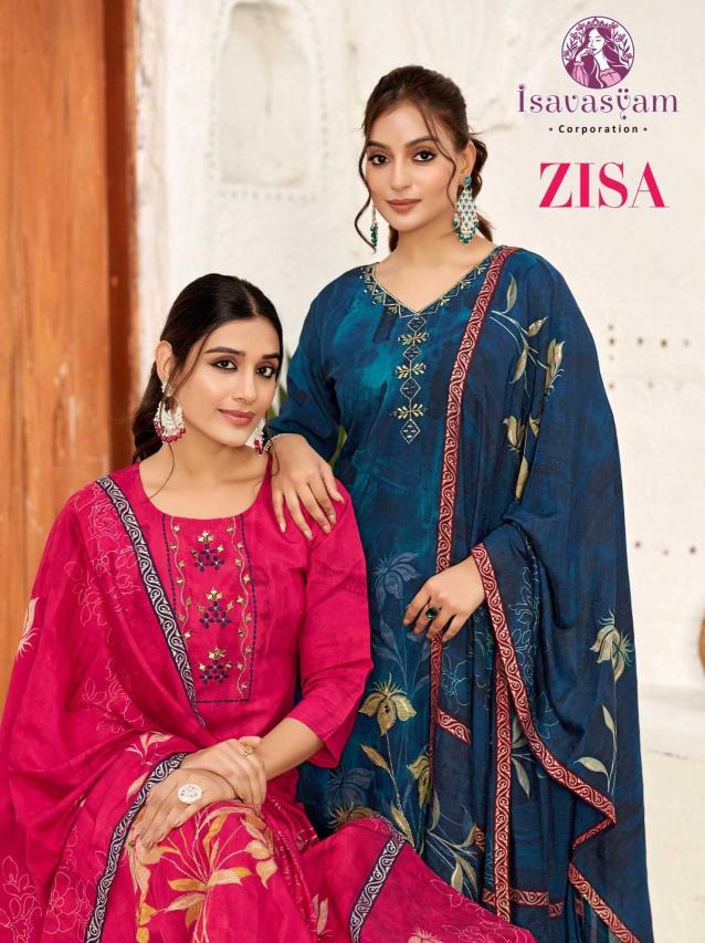 Isavasyam Zisa Series 1001 to 1004 Roman Silk Printed Wholesale Readymade Suits in Surat