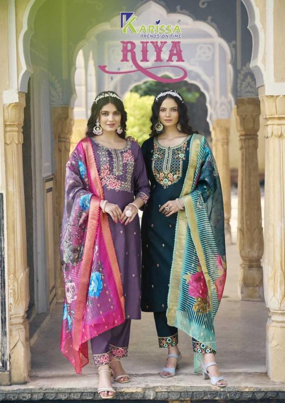 Karissa Riya Series 1001 to 1006 Premium Viscose Silk Wholesale Ready-made Suits in Surat