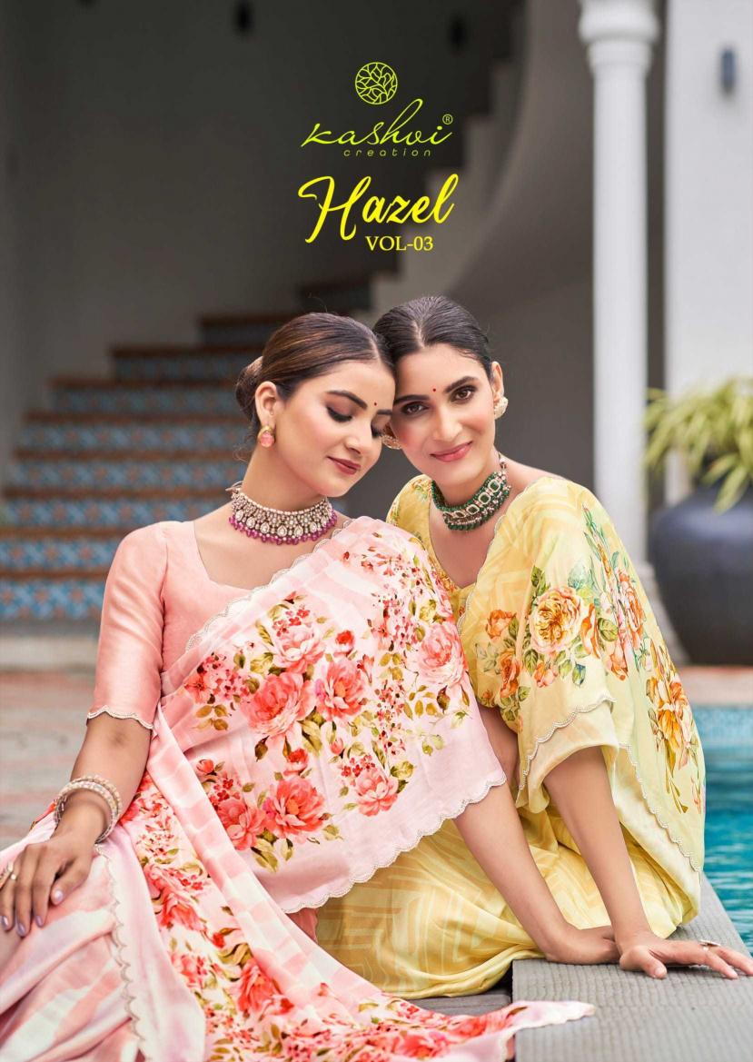 Kashvi Creation Hazel Vol 3 Series 301 to 308 Classic Satin Georgette Wholesale Sarees in Surat