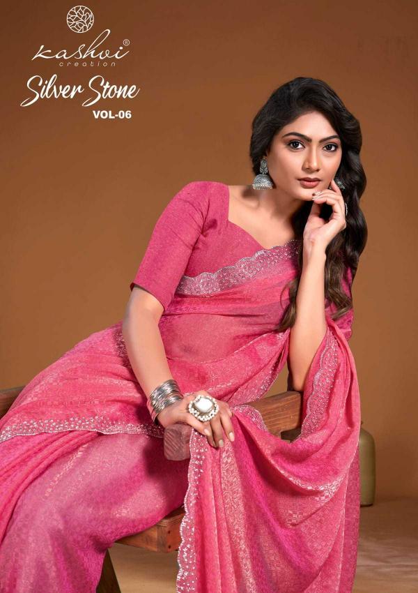 KASHVI CREATION Silver Stone Vol 6 Series 601-608 Malai Silk Wholesale Sarees Elegant Collection in Surat