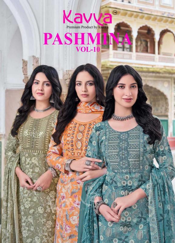 Kavya Pashmina Vol 10 Series 10001-10010 Classic Cotton Wholesale Salwar Kameez In Surat