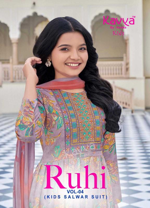 Kavya Ruhi Vol 4 Series 401-410 Umbrella Cut Capsule Print Wholesale Readymade Kids Salwar Kameez in Surat