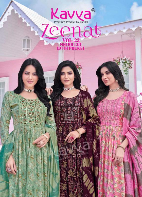 Kavya Zeenat Vol 23 Series 23001 to 23010 Capsule Print Nayra Cut Wholesale Readymade Salwar Kameez in Surat