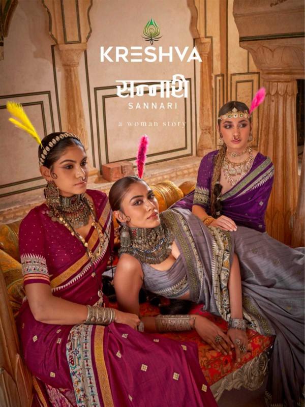 Kreshva Sannari Series 078-079 Viscose Silk Exclusive Design Wholesale Sarees In Surat