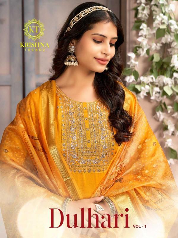 Krishna Trendz Dulhari Vol 1 Series 1001 to 1006 Vichitra Silk Attractive Wholesale Readymade Salwar Kameez In Surat