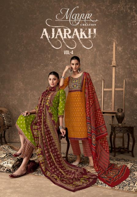 Mayur Ajarakh Vol-4  Series 4001-4010 Cotton, Wholesale Readymade Suits in Surat