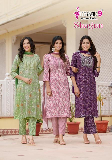 Mystic9 Shagun Vol-8 Series 8001-8008 Rayon , Wholesale Readymade Salwar Kameez in Surat