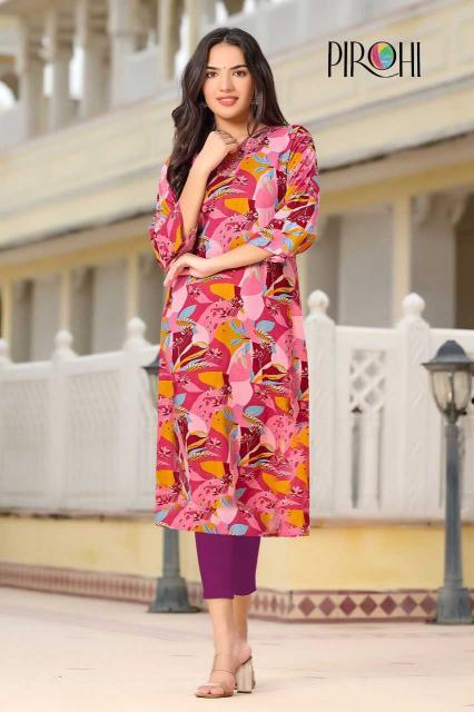 Pirohi Siri Straight Pattern Rayon Print Wholesale Kurti Combo in Surat