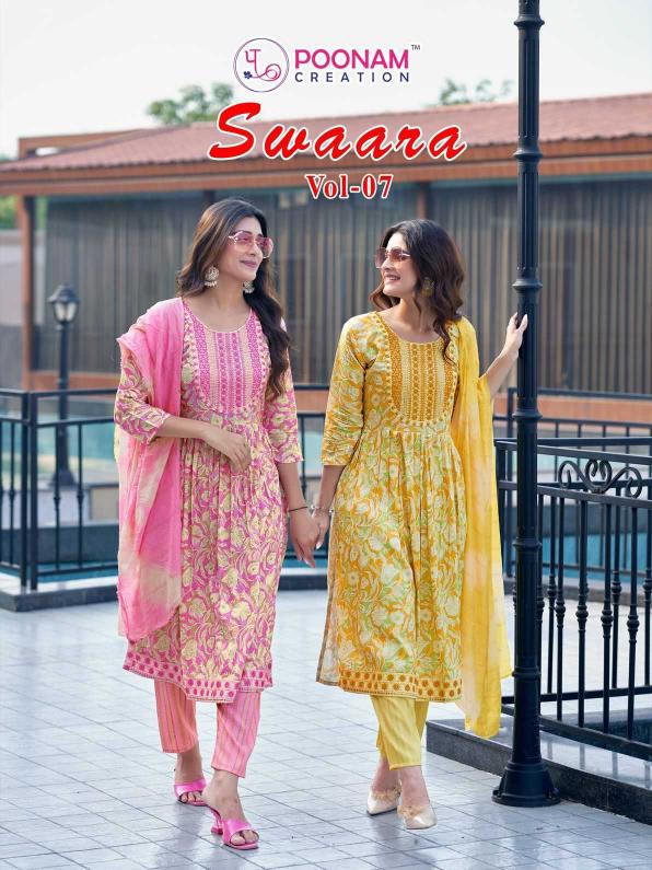 Poonam Creation Swaara Vol 7 Series 1001 to 1008 Capsule Readymade Wholesale Salwar Suits in Surat