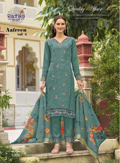 Radhika Lifestyle Aafreen Vol 1 Series 1001 to 1006 Roman Silk Wholesale Ready-made Salwar Suits in Surat