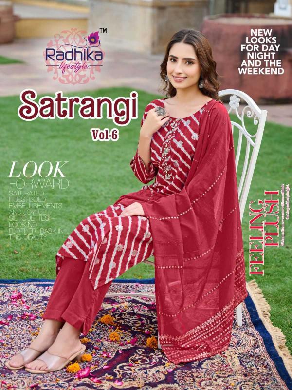 Radhika Lifestyle Satrangi Vol 6 Series 6001-6006 Modal Chanderi Wholesale Ready-made Trendy Suit Surat