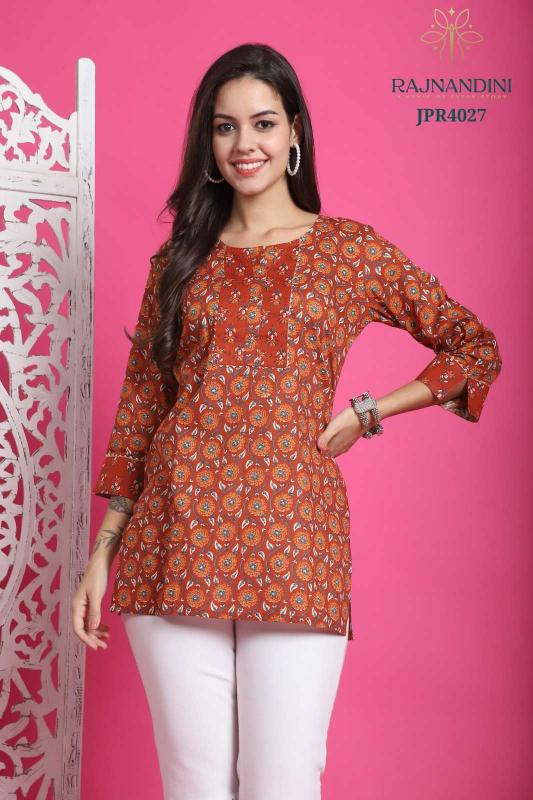 RAJNANDINI ZOORI Series 4021-4028 Cambric Cotton Wholesale Readymade Girls Short Tops