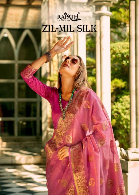 Rajpath Zil-Mil Silk Series 390001 to 390006 Tissue Silk Wholesale Sarees with Blouse in Surat