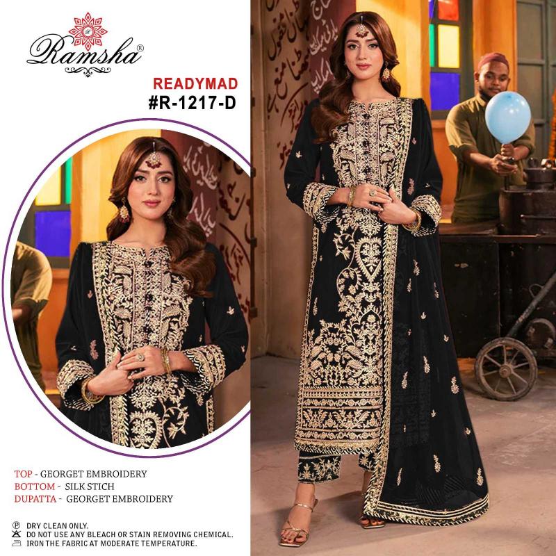 Ramsha 1217 A-D NX Georgette Wholesale Ready-made Pakistani Salwar Kameez in Surat