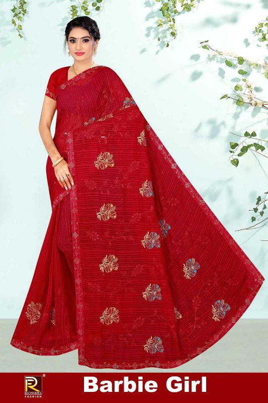 Ranjna Saree Barbie Girl with Swarovski Diamond Embroidery Work Wholesale saree in Surat