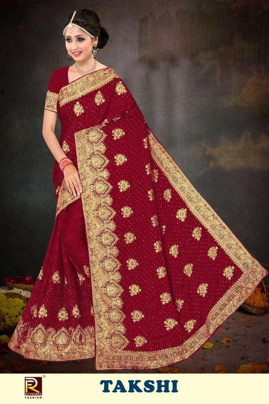 Ranjna Saree Takshi Rimzin Swarovski Diamond Embroidery Work Wholesale Sarees - Surat