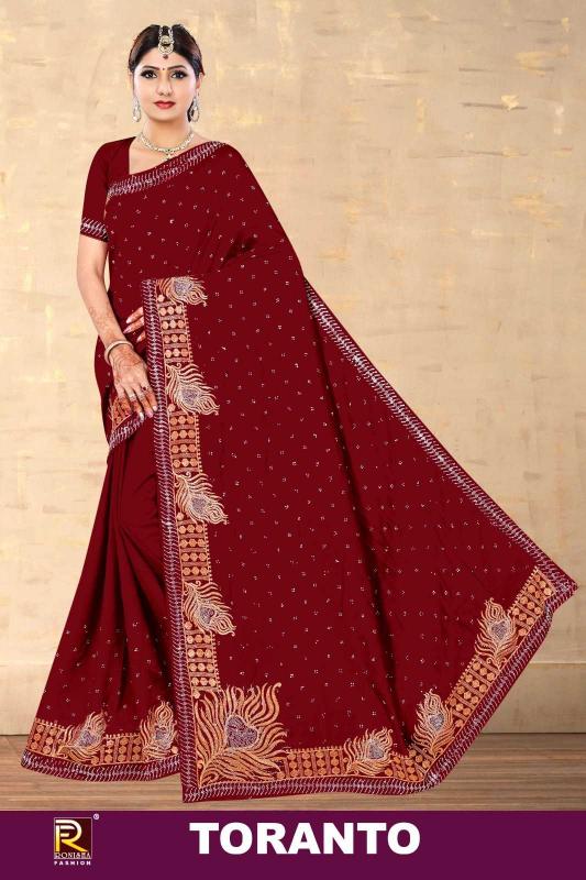 Ranjna Saree Toranto Vichitra Silk with Swarovski Diamond Work Wholesale Fancy Sarees In Surat