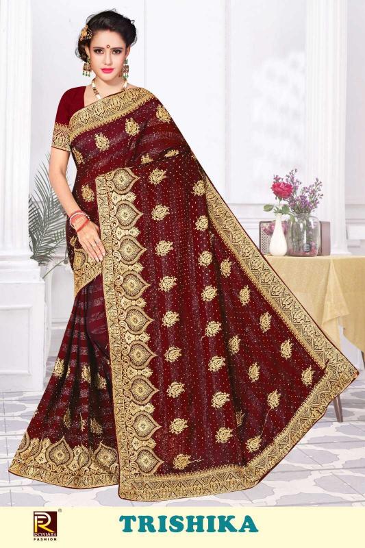 Ranjna Saree Trishika Rimzin Fancy Diamond Embroidery Work Wholesale Sarees in Surat