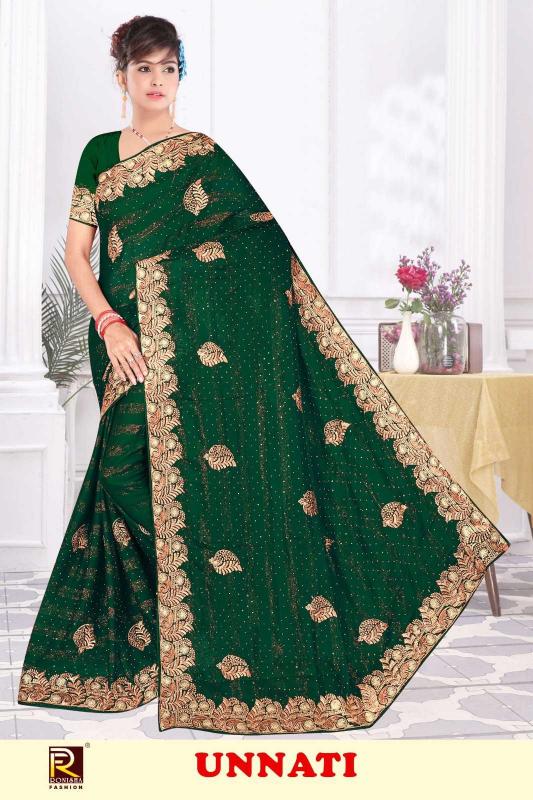 Ranjna Sarees with Unnati Rimzin Fabrics & Swarovski Diamond Work Wholesale saree in Surat