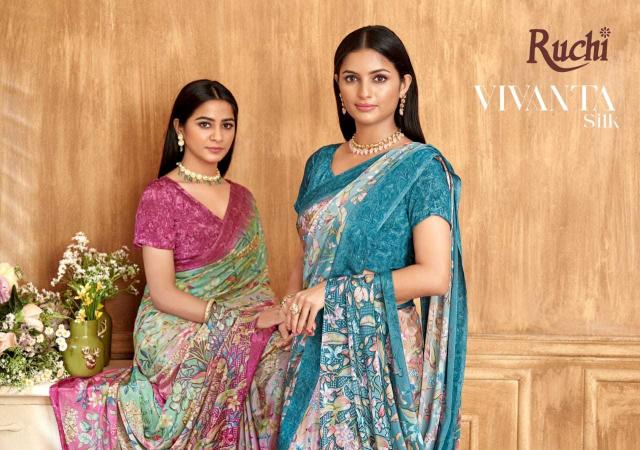 Ruchi Saree Vivanta Silk Series 38201-38203 Crape Silk Wholesale Sarees in Surat