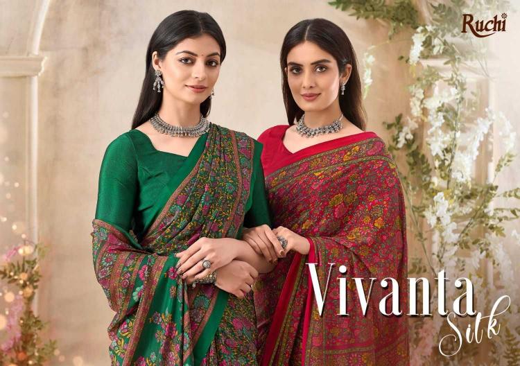 Ruchi Vivanta Silk Vol 35 Series 34201-34203 Crape Silk Wholesale Sarees in Surat