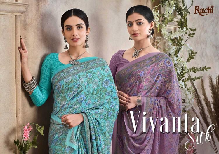 Ruchi Vivanta Silk Vol 36 Series 34301-34303 Crape Silk Wholesale Sarees in Surat