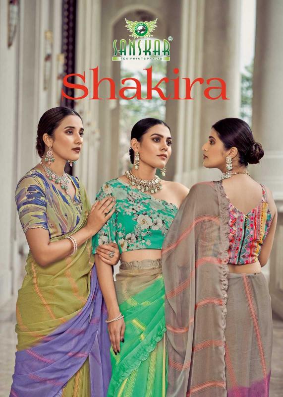 Sanskar Tex Prints Shakira Series 61001 to 61008 Fancy Bright Colors Wholesale Sarees in Surat