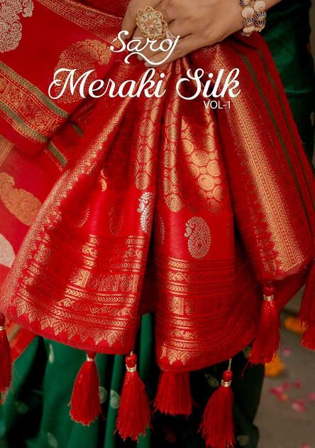 Saroj Meraki Silk Vol. 1 Series 1001 To 1007 Silk  Wholesale Copper Sarees in Surat