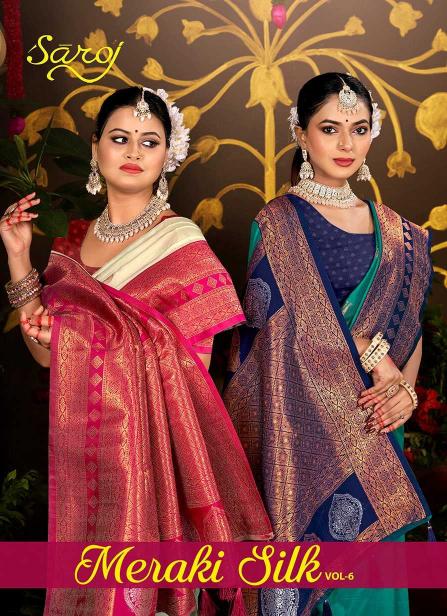 Saroj Meraki Silk Vol. 6  Series 1001 To 1007 Silk Wholesale Copper Saree in Surat