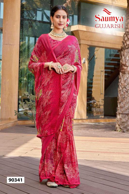 Saumya Gujarish Series 90337 to 90342 Heavy Weightless Wholesale Discharge Print Saree in Surat