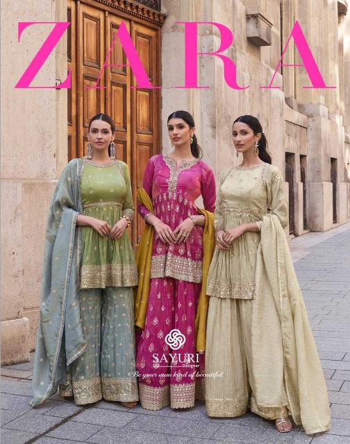 Sayuri Designer Zara Series 5614 to 5616 Shimmer Wholesale Readymade Sharara Kurti with Dupatta in Surat