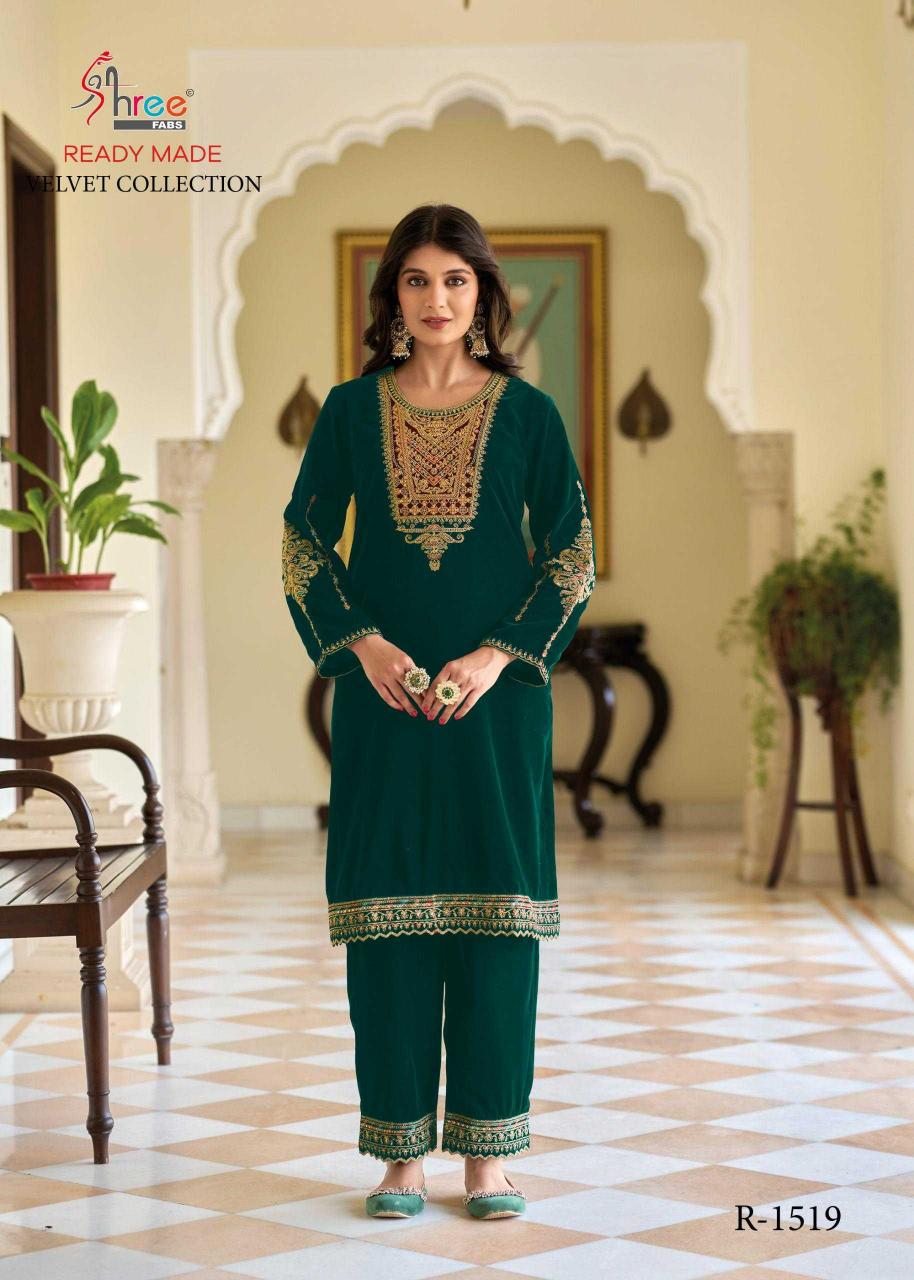 Shree Fabs 1519 Velvet Wholesale Pakistani Readymade Kurti with Pant in Surat