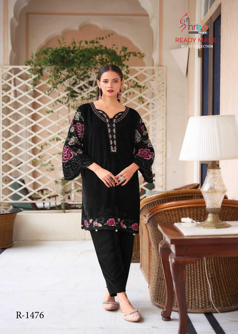 Shree Fabs R 1476 Velvet Winter Special Designer Wholesale Readymade Kurti with Pant In Surat