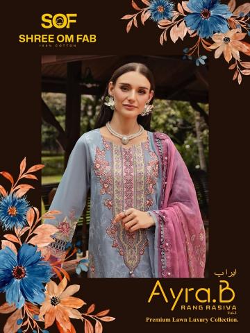 Sof Ayra B Vol-3 Series 3001-3006 Lawn Cotton ,Wholesale Pakistani Salwar Kameezin Surat