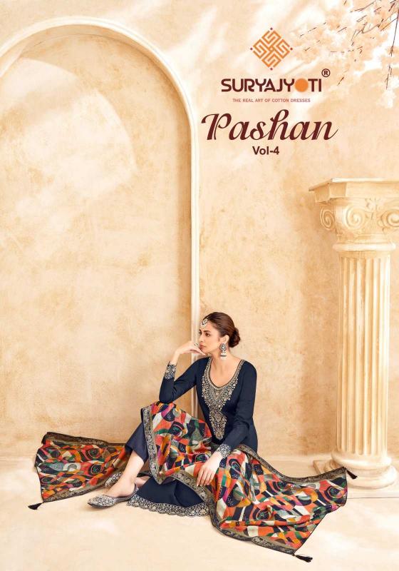 Suryajyoti Pashan Vol 4 Series 4001 to 4006 Jam Satin Wholesale Salwar Suits in Surat