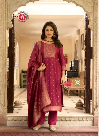 Triple A Anjum Series 11851-11856 Wholesale Viscose Pashmina Ready-Made Suits in Surat