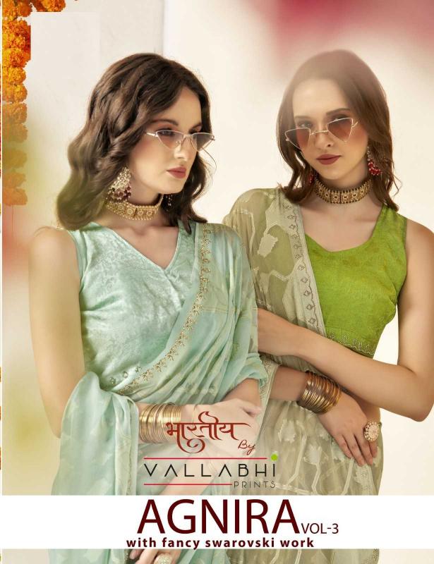 Vallabhi Prints Agnira Vol 3 Series 30551-30556 Geometric Print Brasso Wholesale Sarees in Surat