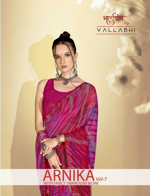 Vallabhi Prints Arnika Vol 7 Series 30431-30436 Line Print Georgette Wholesale Sarees in Surat