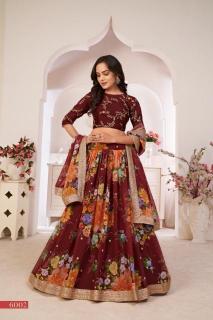 aawiya lotus vol 1 series 6002 GEORGETTE MAROON Wholesale lehenga in Surat