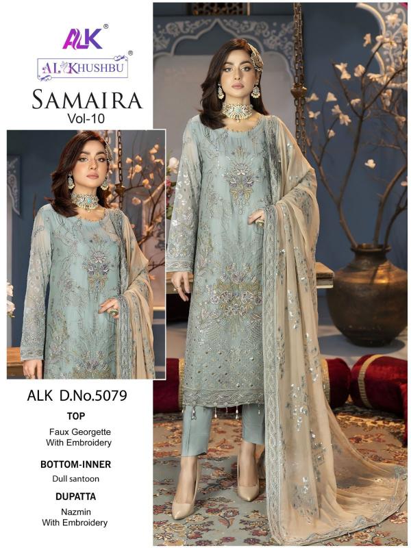 Al Khushbu Samaira Vol-10 Series 5079-5081 Georgette Heavy Embroidered Wholesale Salwar Kameez in Surat