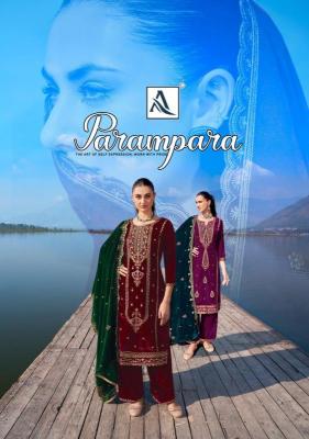 alok suits parampara series 1674001-1674004 Premium Velvet Wholesale Salwar Kameez in Surat