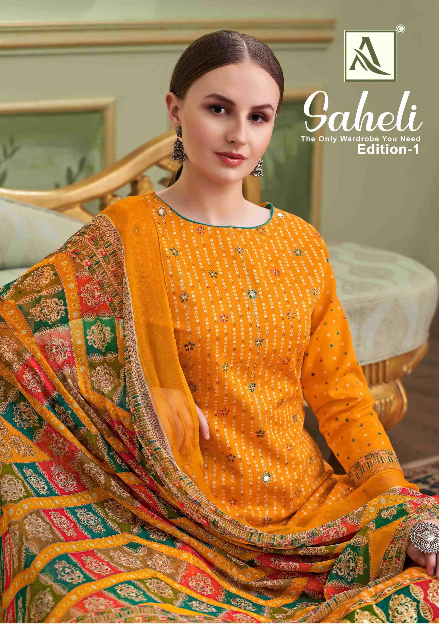 alok suits saheli edition 1 series 166001-166004 Pure Zam Wholesale Salwar Kameez in Surat