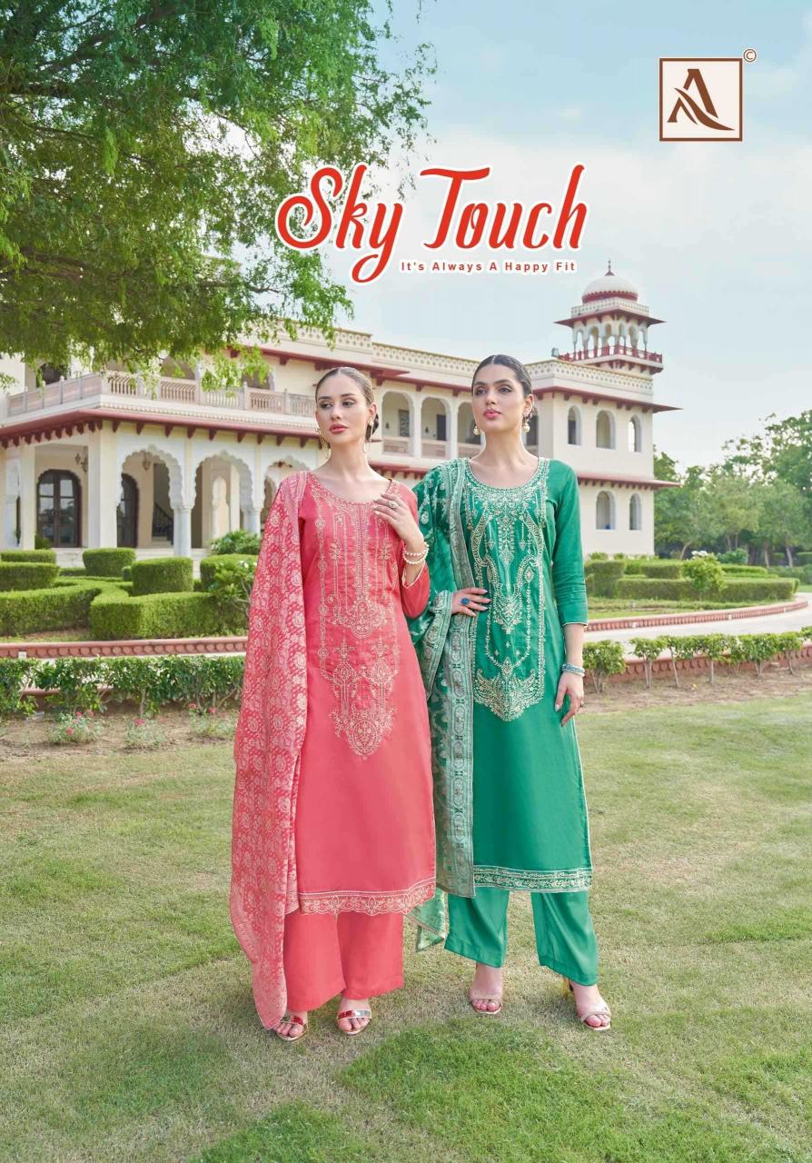 ALOK SUITS Sky Touch Series 1606001-1606006 Cotton Embroidery Work Wholesale Salwar Kameez in Surat