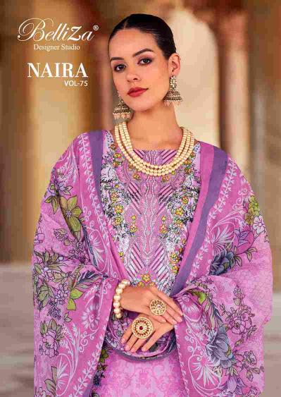 BELLIZA NAIRA VOL 75 Series 971001 to 971008 Pure Cotton Digital Prints Wholesale Salwar Kameez in Surat